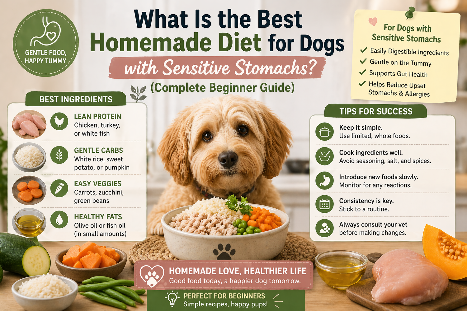 healthy dog food in bowl at home